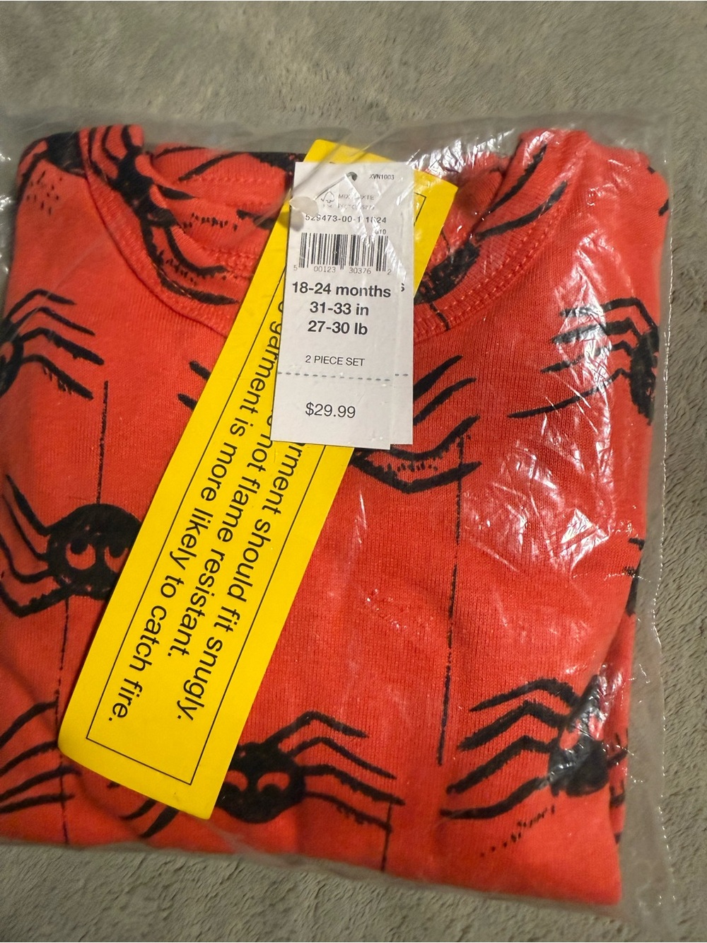 GAP Orange/Black Spider Print Kids Pajama Set